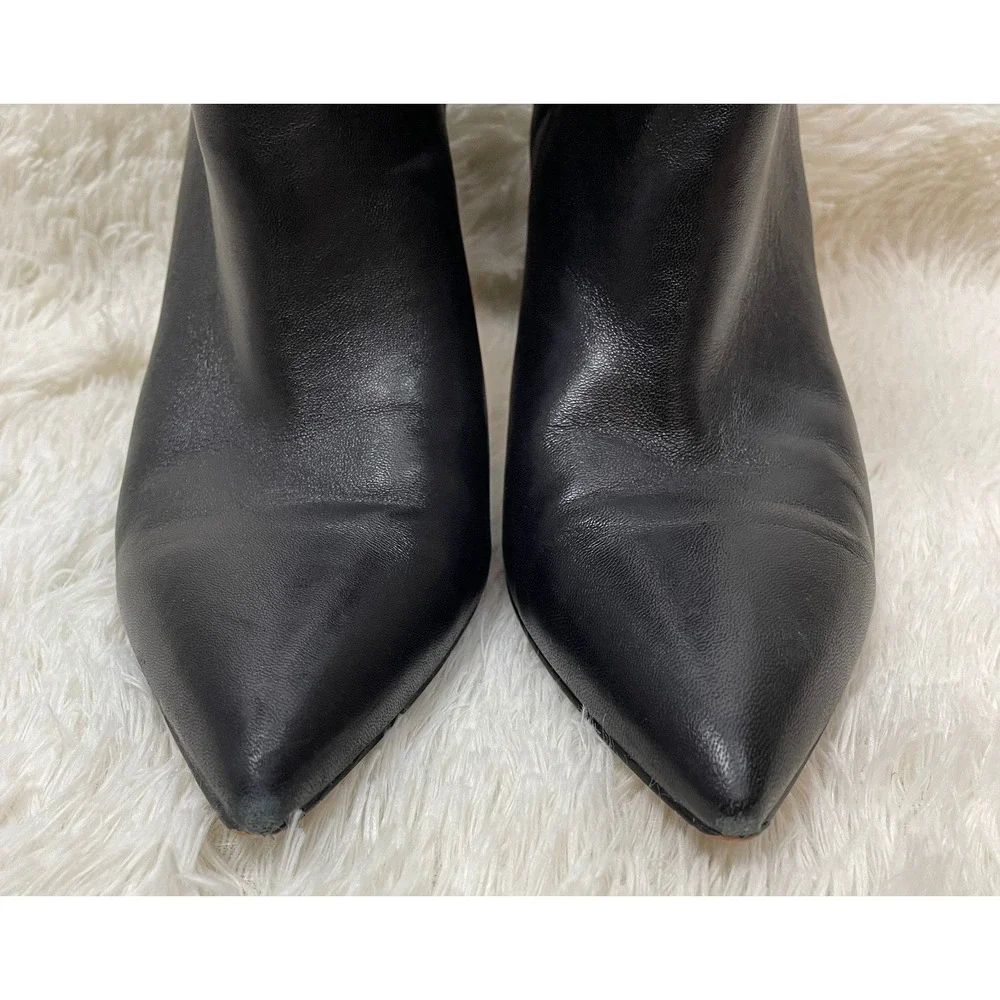 Marc Fisher Ltd Unana Boots Womens 8.5 Black Leather Slouchy Ankle Heeled‎